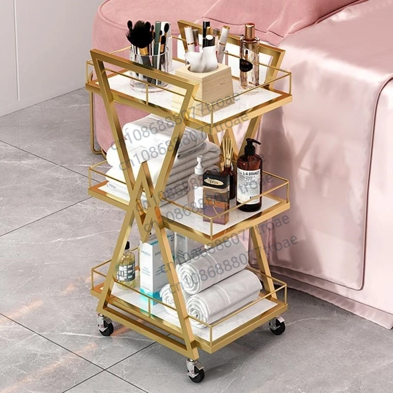 Beauty salon cart, nail shelf, hairdressing embroidery cosmetics storage rack