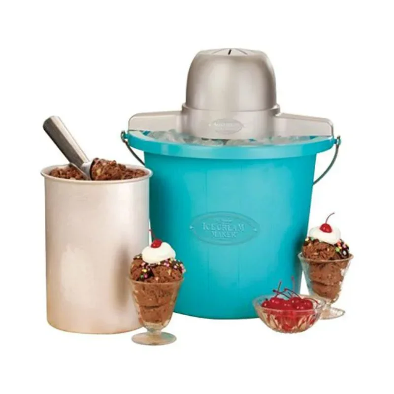 Nostalgia4-Quart Electric Ice Cream Maker with Easy-Carry Handle, Blue