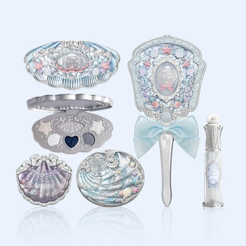 Set de Maquillaje Flower Knows Mermaid Glow Sombras de Ojos Brillo Labial Rubor Serie Perla Nueva Llegada Regalo Fantasía para Mujeres y Chicas