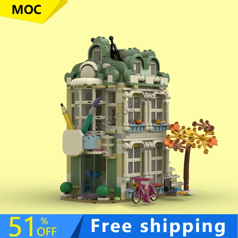 HOT 809 PCS Scuola d'arte Angolo Building Block Architettura retrò Modello Display Giocattolo Assemblaggio per bambini Compleanno Natale Regalo di Natale
