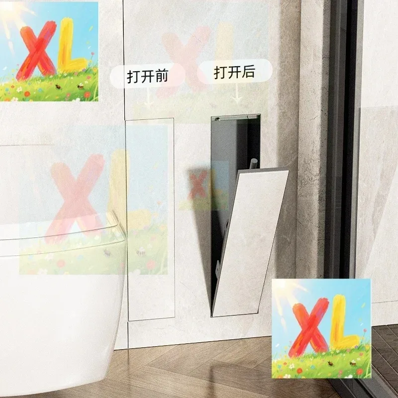 Recessed Toilet Brush Holder Stainless Steel Wall Niche Concealed Hidden Bathroom Storage Rack with Brush Customizable Size