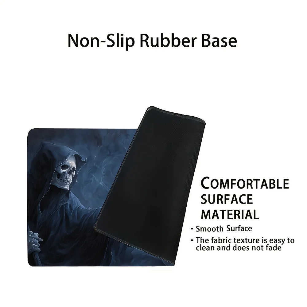 Luminous Skeleton Game Mat 24x14 inches, non-slip rubber base, with edge locking, suitable for trading card games, tabletop