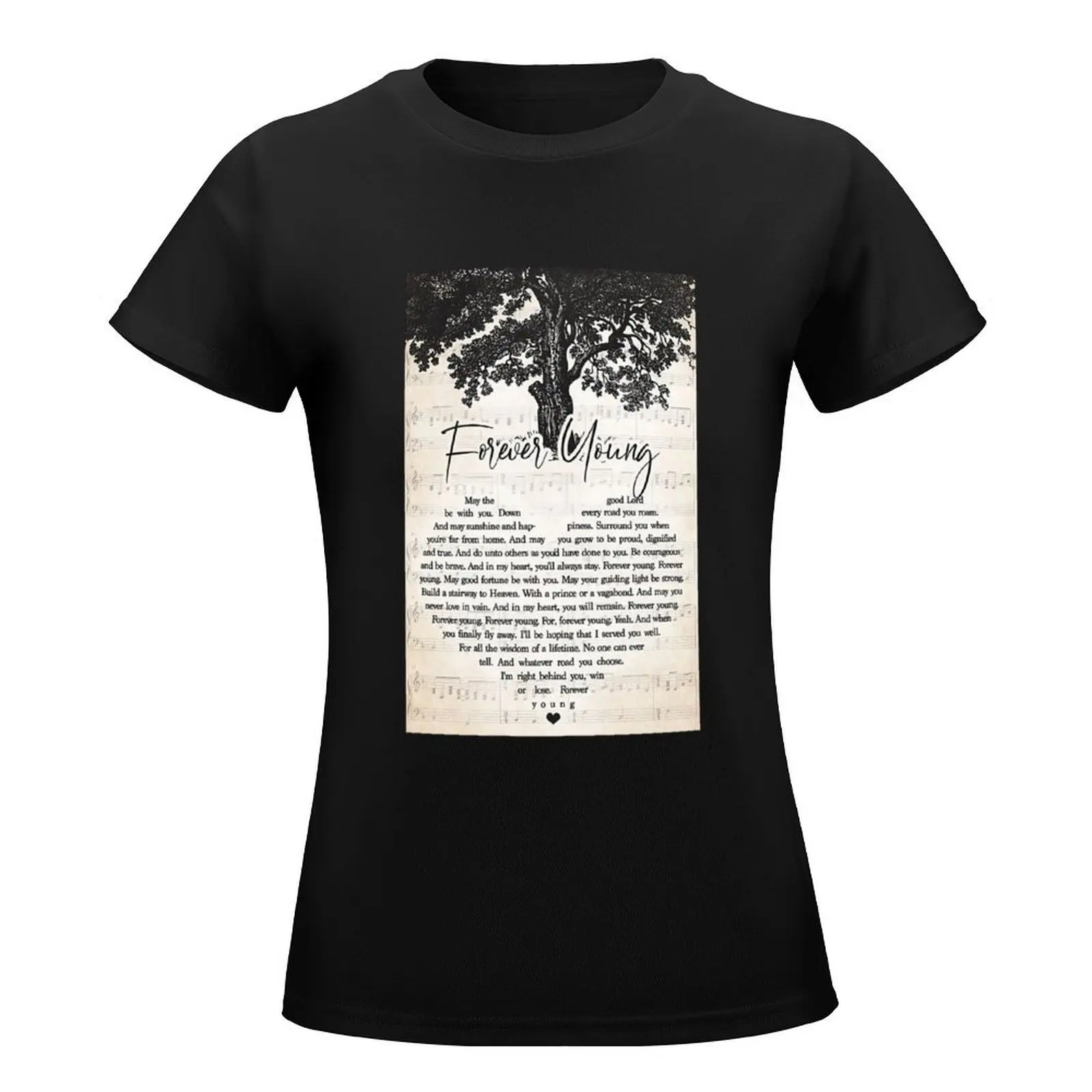 Rod Stewart - Forever Young Lyrics Wall Art T-Shirt sublime animal prinfor plus sizes plus size t shirts for Women loose fit