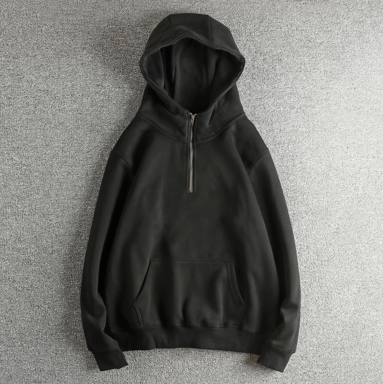 

Thickened Fleece Hoodie Sweatshirt Men Casual Warm Comfortable Half Open Collar Hooded Pullover Autumn Winter Fashion Streetwear