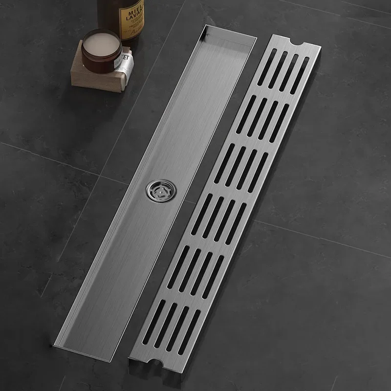 20-50cm Large Displacement Floor Drain 304 Stainless Steel Deodorant Rectangular Floor Drain 8cm Wide Hotel Bathroom