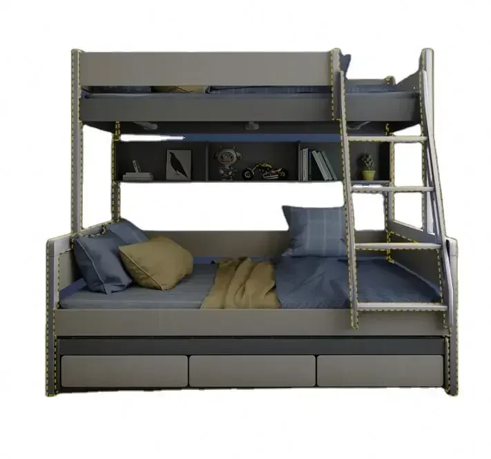 Children's bed   bunk bed solid wood two-layer high and low bed for boys and girls