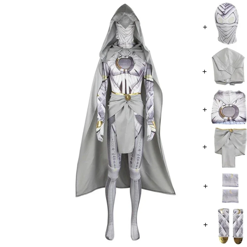 Moon Knight Mister Cosplay Costume Movie  Cloak Jumpsuit Halloween Superhero Suit