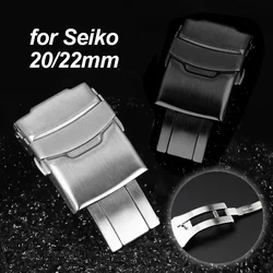 20mm 22mm Solid Stainless Steel Buckles for Seiko Metal Folding Watch Clasps Watchband Buckle 18mm 24mm Strap Belt Accessories