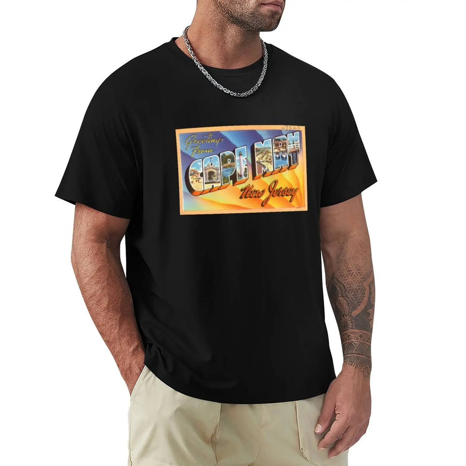 Greetings From Cape May New Jersey T-Shirt Trendy Pattern T-Shirt for Men