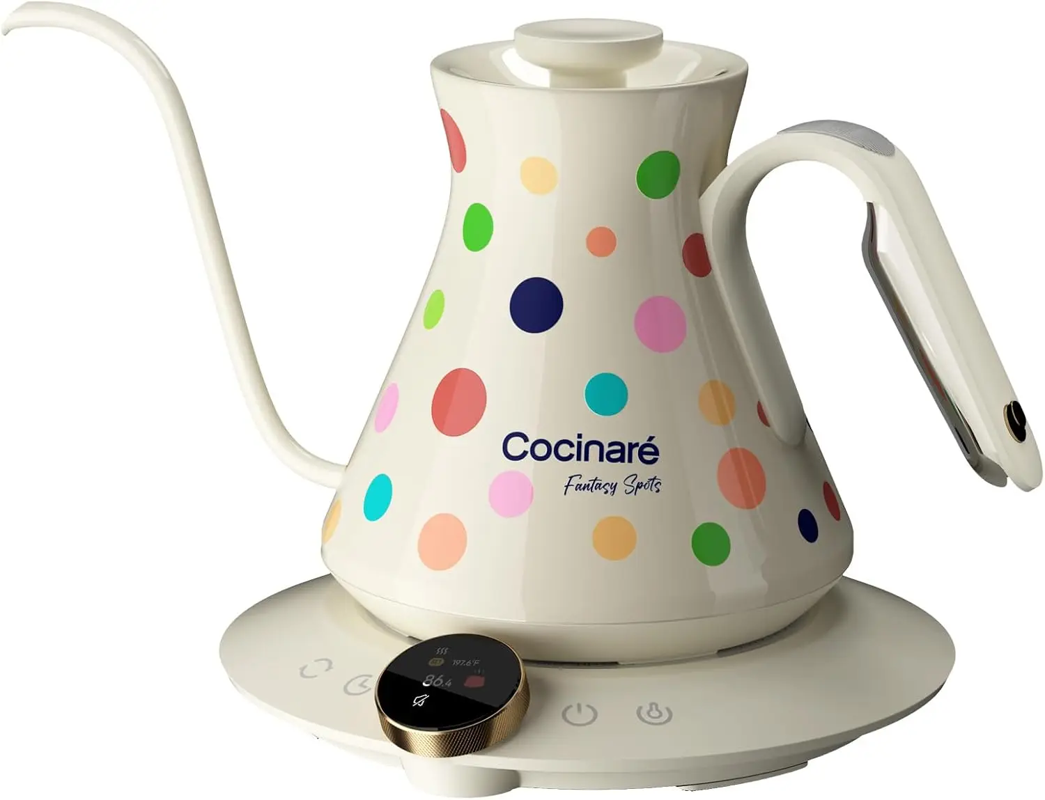 Gooseneck Electric Kettle for Pour-Over Coffee & Tea, ±0.5°F Precision Temperature Control, 1500W Fast Heating, 0.6L Stainless