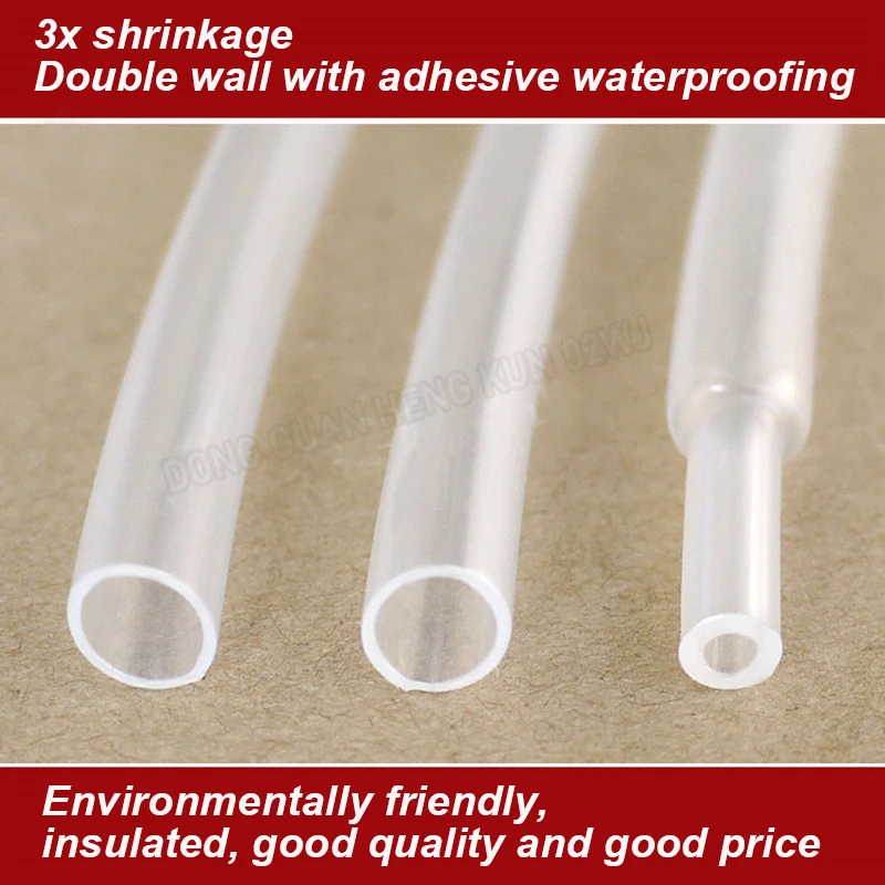 

1m Transparent Double Wall Heat Shrinkable Tube 2.4mm 3 Times Shrinkage Environmental Protection With Glue Seal Waterproof