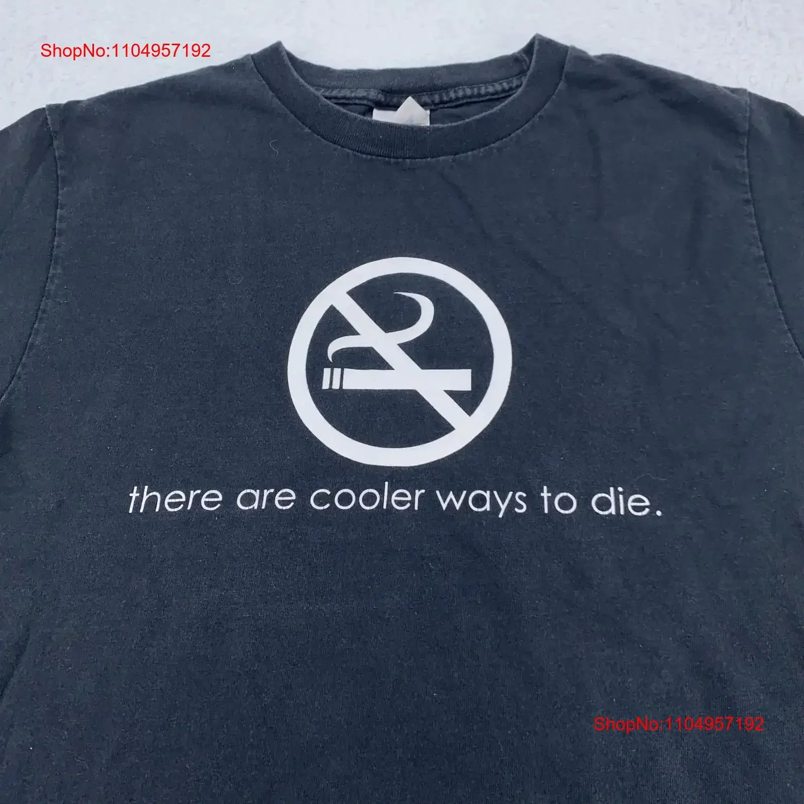 

Винтажная футболка против курения Мужская XS Маленькая черная забавная шутка Cooler Ways To Die винтажная стираная слегка графическая повседневная универсальная футболка