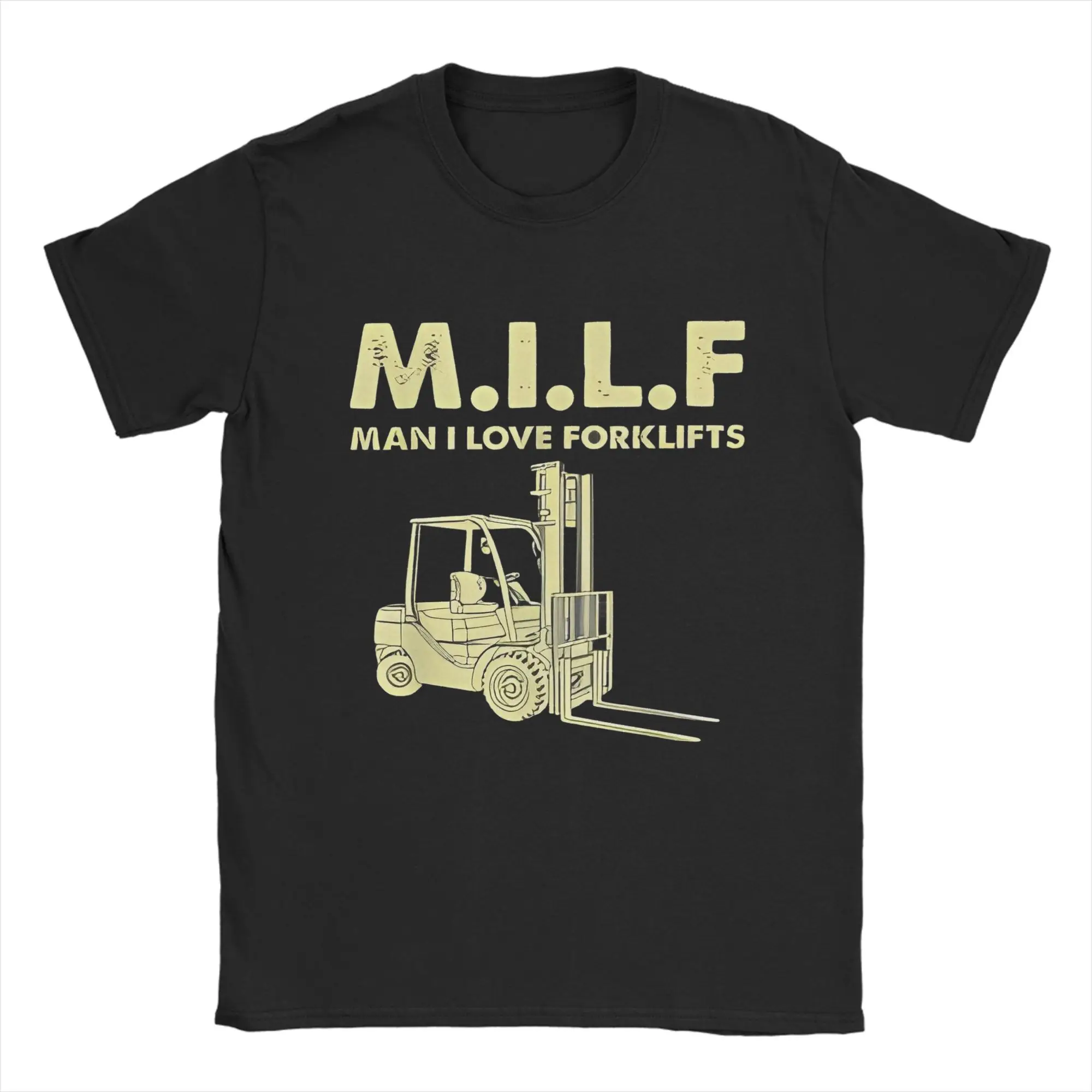 Vintage MILF Man I Love Forklifts T-Shirt for Men Women Forklift Operator Cool Cotton Tees Round Neck T Shirts Original Clothes