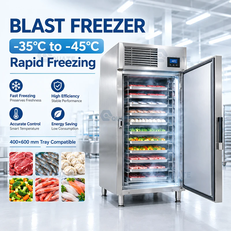 Large Capacity Commercial Blast Freezer Machine Stainless Steel Upright Freezer For Fast Food Freezing And Storage