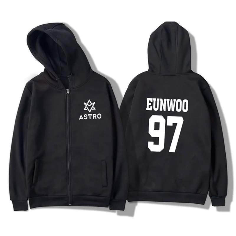Moletom com Estampa do Grupo Kpop ASTRO STAR, Sweatshirt Harajuku, Hoodie Casual com Zíper, Jaqueta Streetwear para Homens/Mulheres