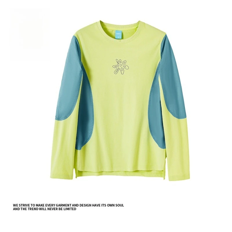 Unisex Outdoor Atmungsaktives Schnelltrocknendes Langarm-T-Shirt – Leichtes Color-Block Raglanärmel-Oberteil zum Wandern & Laufen – Detail 2