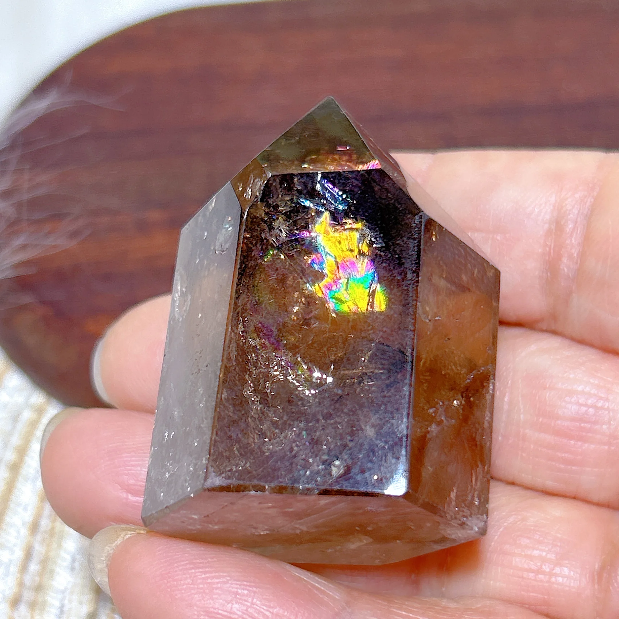 Healing Natural Crystal Rainbow Smokey Quartz Tower High Quality Point Reiki Energy Ore Home Decorations Room Decor Gift