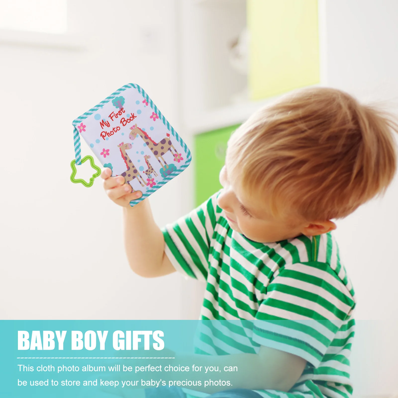 Soft Cloth Photo Book Baby Gifts for Stocking Stuffers First Time Mom Pocket Album Green Kids