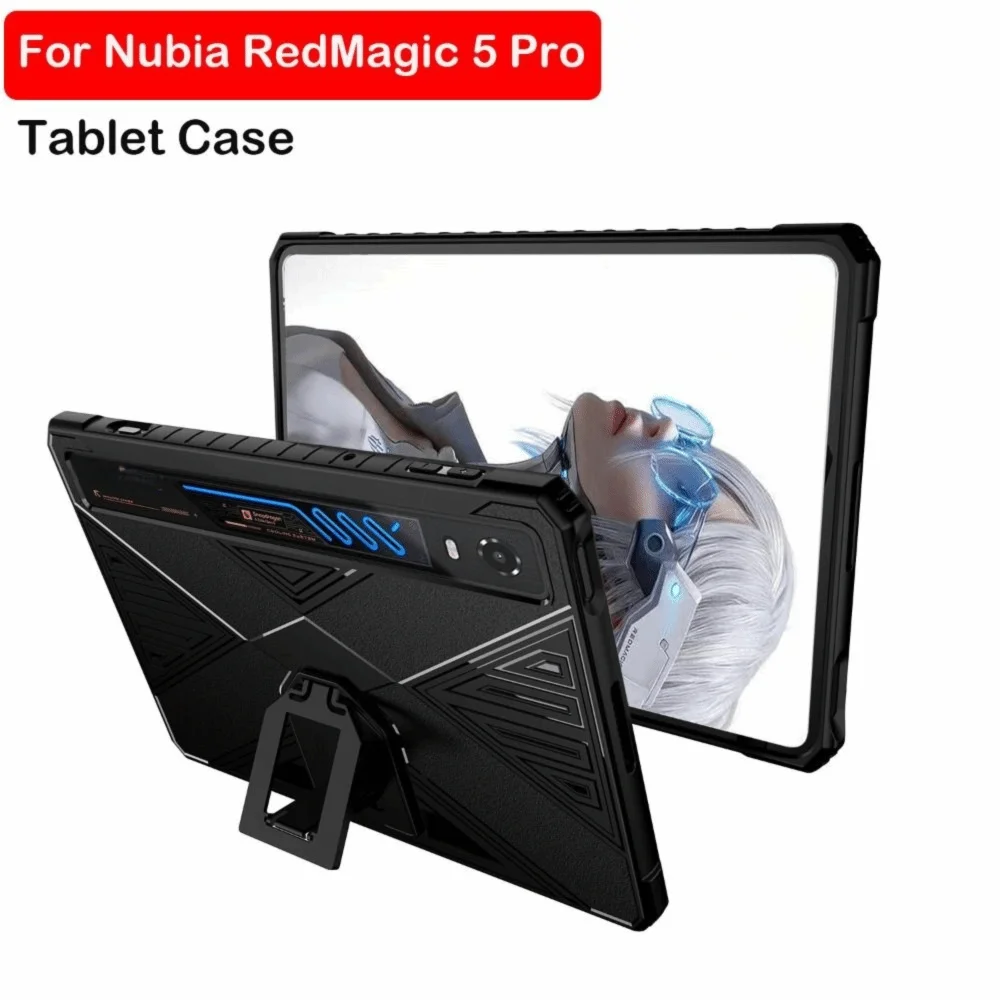 TPU Tablet Case with Kickstand Soft Protective Cover Shockproof Anti-Scratch Gaming Tablet Shell for Nubia RedMagic 5 Pro