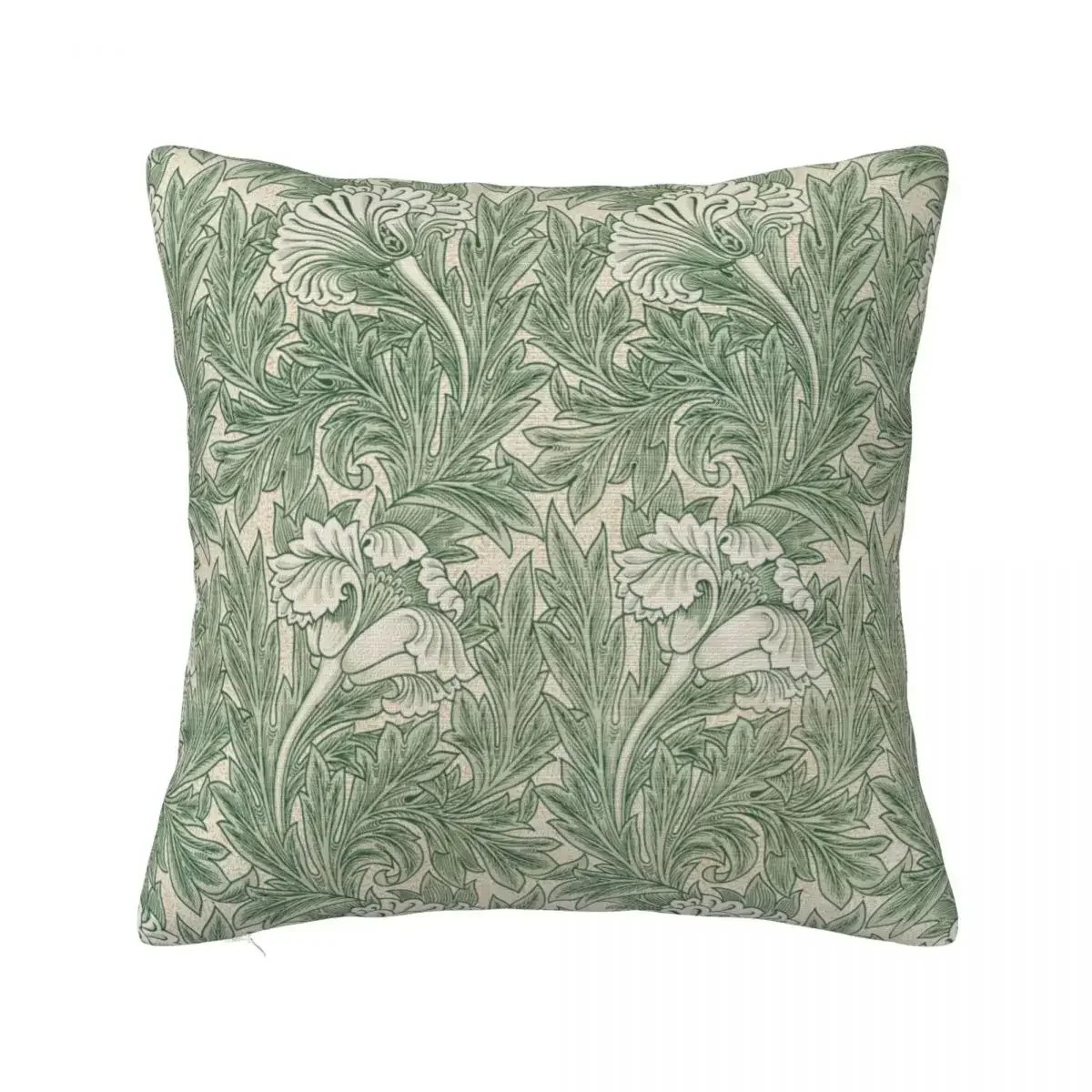 William Morris Tulip Pattern Sage Green Pillowcase Printed Fabric Cushion Cover Decorations Throw Pillow Case Cover Home Zipper