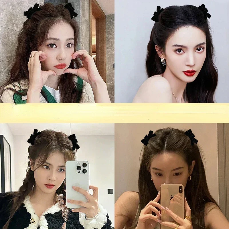 Korean 2pcs Velvet Bow Small Hair Claw Princess Velvet Bow Hair Clip Claw Clamp Women Headwear Girls Women