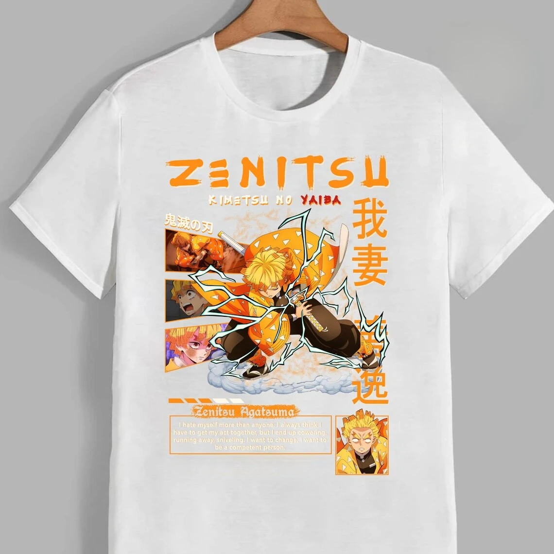Футболка Agatsuma Zenitsu, мужская летняя хлопковая женская футболка с коротким рукавом, уличная одежда, повседневная дышащая футболка в стиле хип-хоп в стиле Харадзюку, высокое качество
