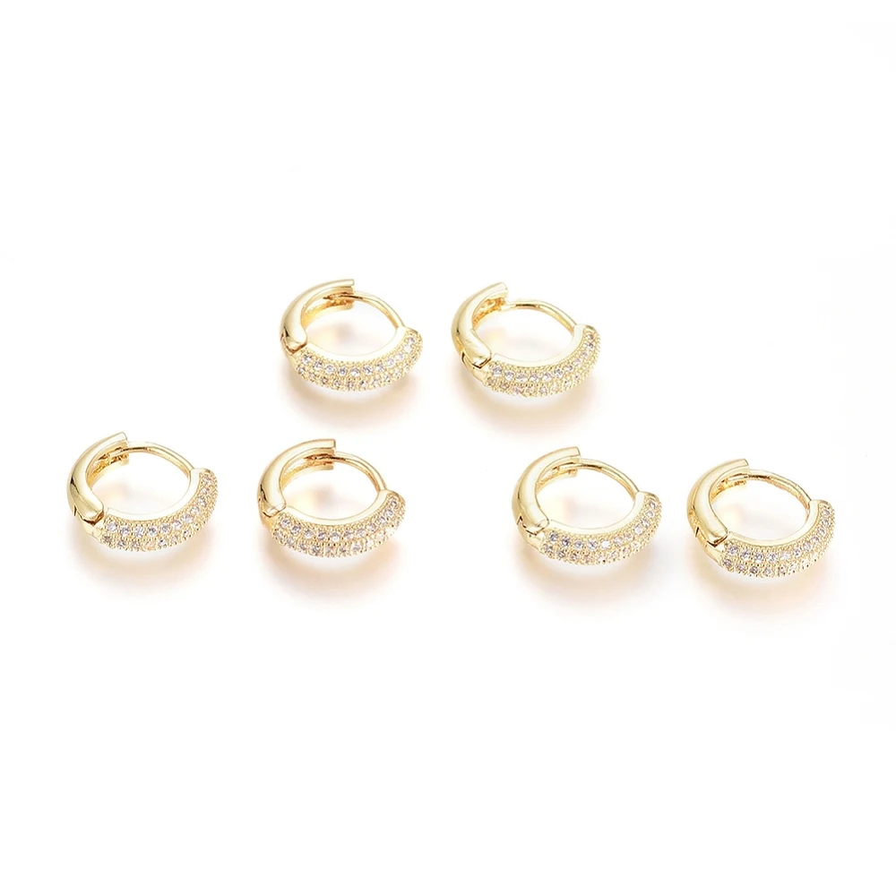 5 Пара Латунь Обруч Серьги Кубический Цирконий Обнимать Обруч Серьги Реальные 18K Позолоченные для Женщин Унисекс Мода Подарки 13x3 мм Штырь 0.8 мм