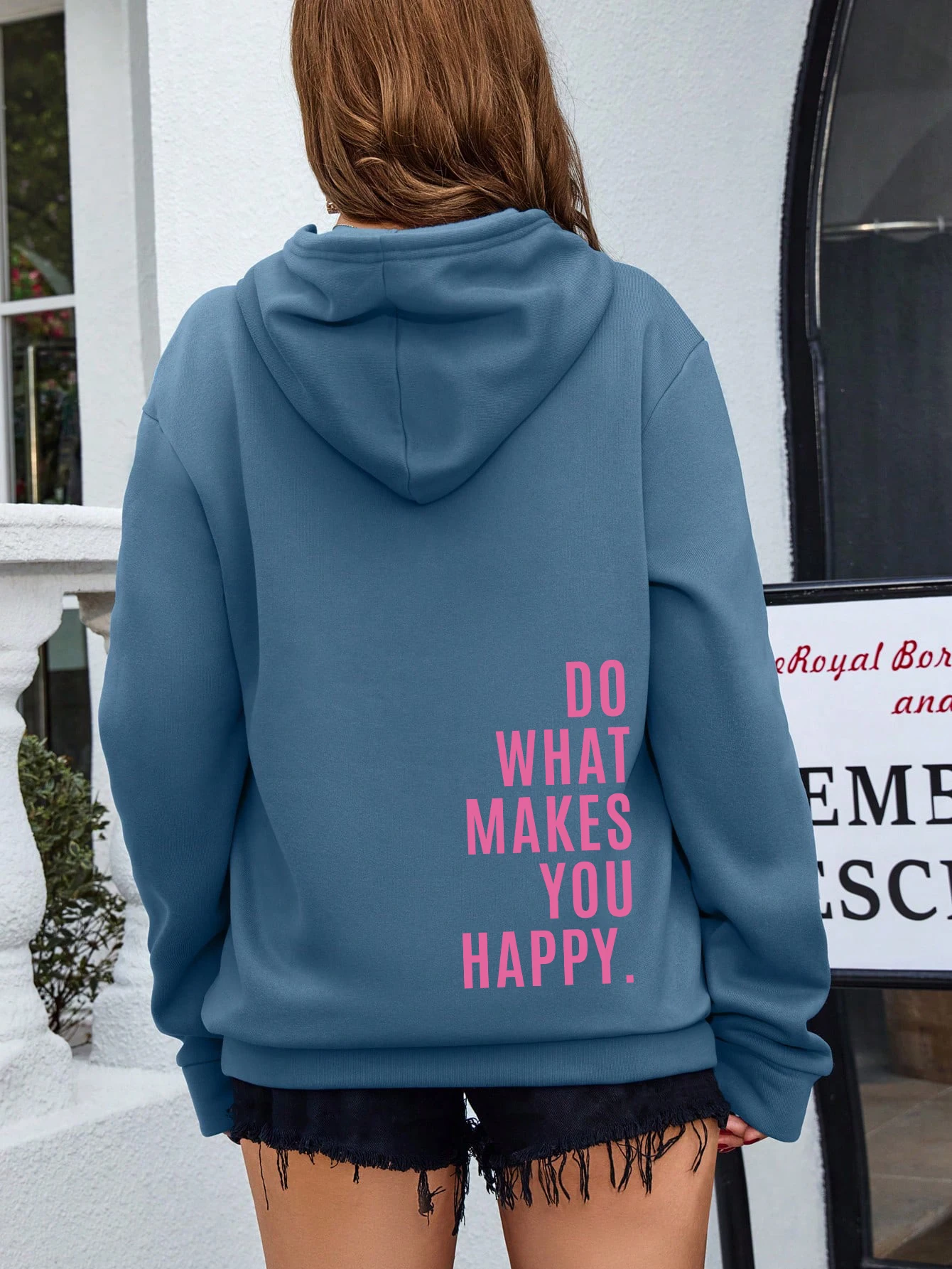 Do What Makes You Happy Pink Letter Womens Clothing Personality Street Sweatshirt Casual All-Match Woman Hip Hop Fashion Hoodies