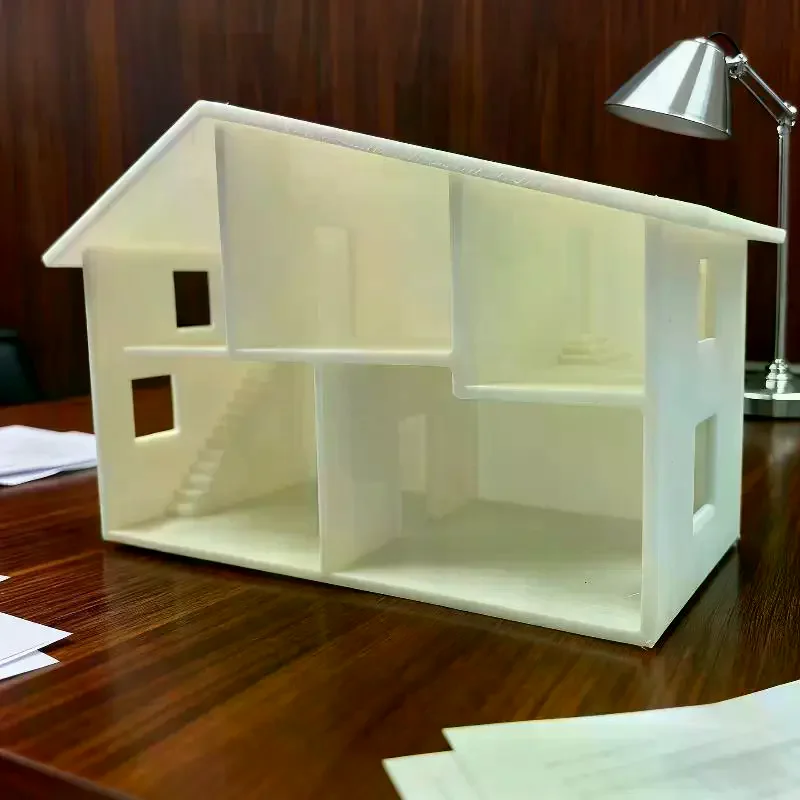 Unfinished White Miniature Dollhouse Model Multiple Rooms Smooth Surface For DIY Craft Kids Play