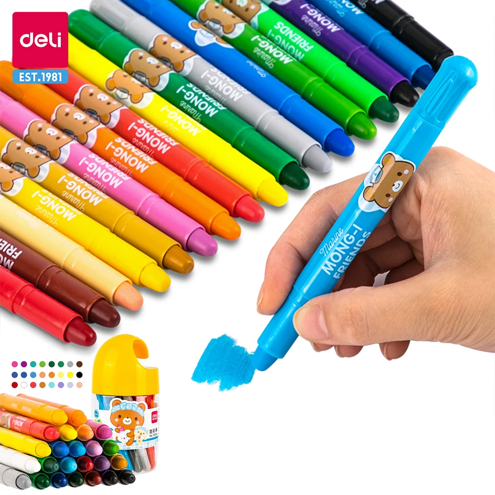 Deli 24 Farben Öl Pastell mit Kunststoff gehäuse Buntstift Öl Pastelle Farbe Wachs Buntstift Farb stift Paiting Bleistift Kind Geschenk