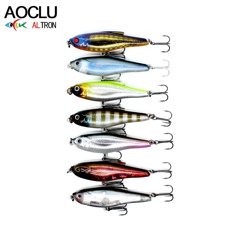 AOCLU Mini Sinking Pencil Stick 48mm 4.1g Solid Body Hard Bait Minnow Wobbler Fishing Lure Bass Fresh Salt Water 12# VMC Hooks