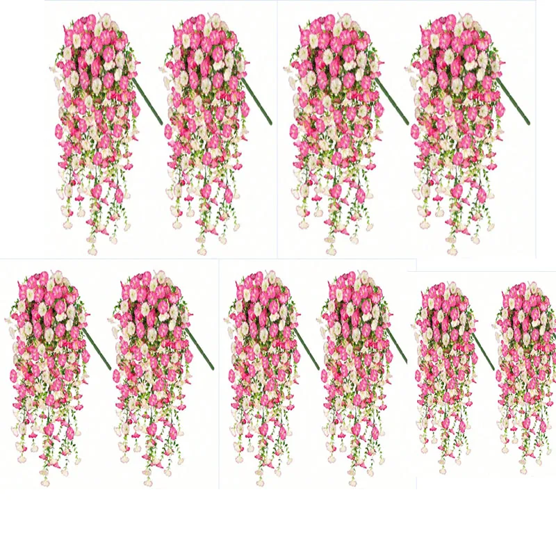 1/10PCS Kunstmatige Morning Glory Hangende Bloemen Nep Bloem Outdoor Huis Tuin Muur Opknoping Petunia Planten Bruiloft Decoratie