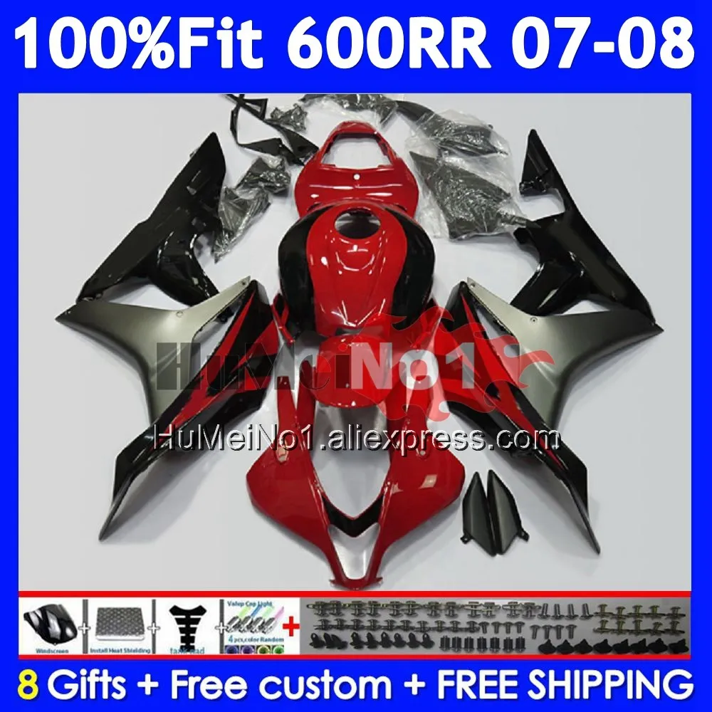 Injection For HONDA CBR 600 RR CC 600RR 600F5 CBR600RR 42No.148 CBR600F5 600CC CBR600 RR F5 2007 2008 07 Red black 08 Fairing