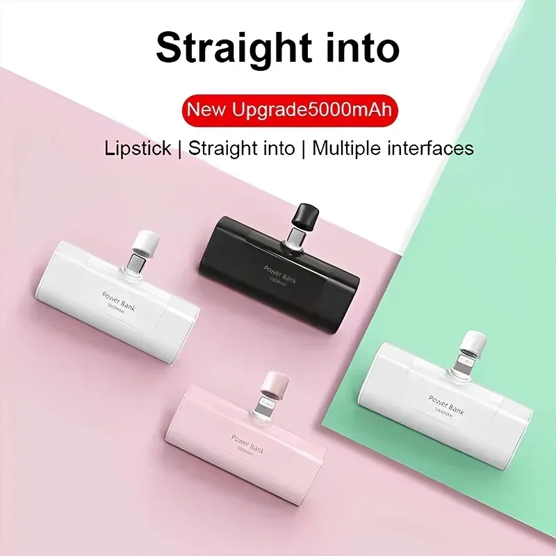 

5000Mah Mini Portable Power Bank Outdoor Emergency Backup Fast Charging Phone External Battery Small Size Capsule Powerbank