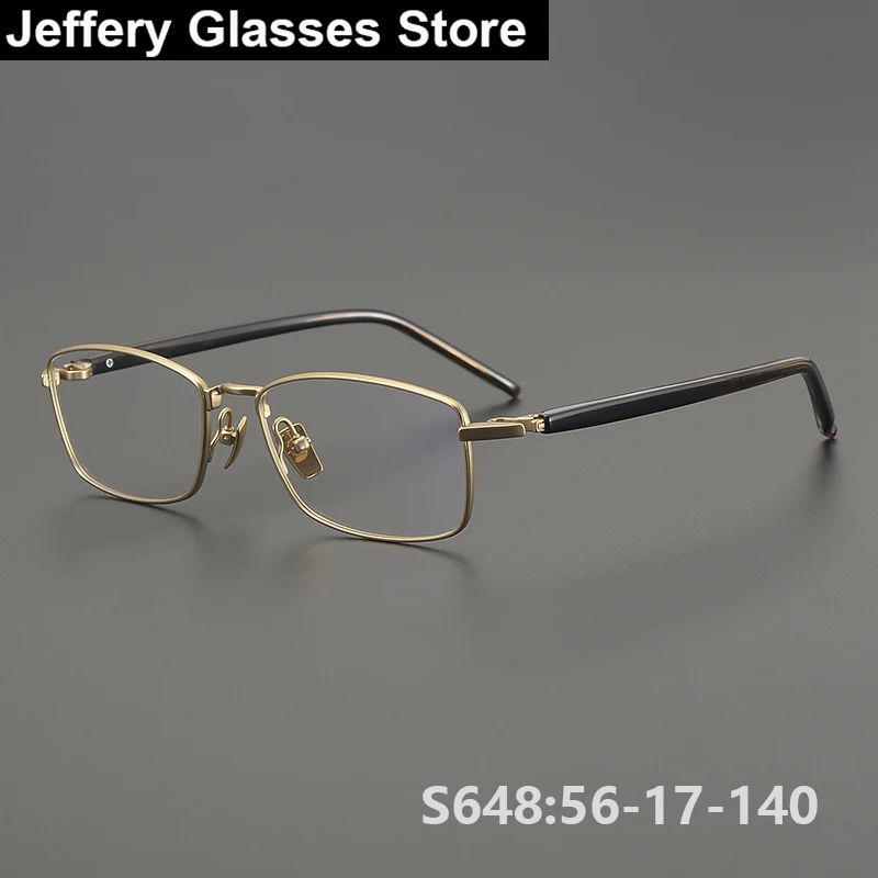 

Japanese Men Vintage Rectangle Glasses Frame Titanium 150mm Big Face Acetate Ultralight Handmade Women Eyeglasses Gold Eyewear