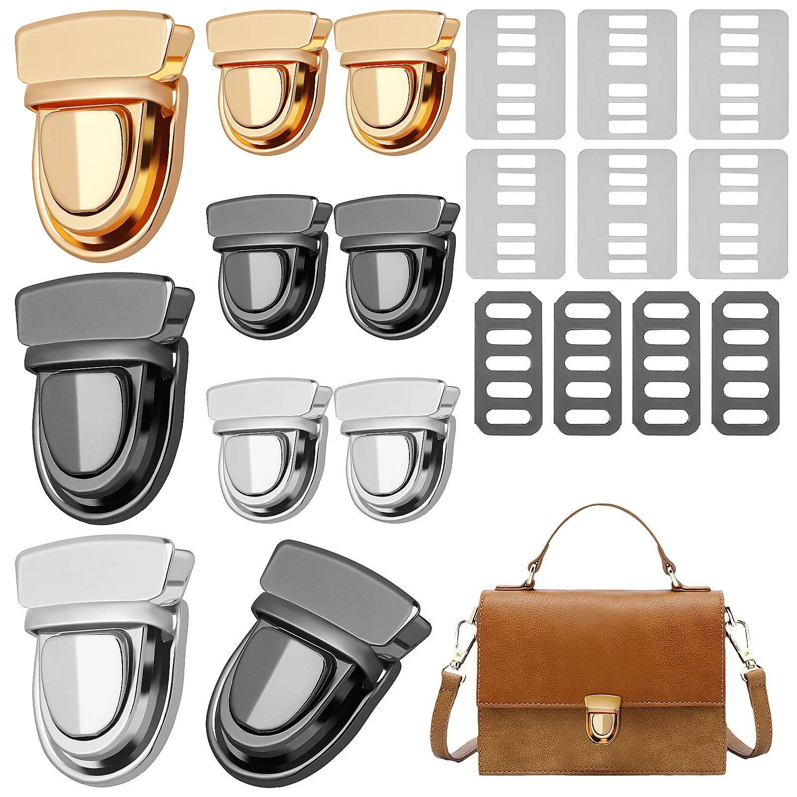 

Bag Hardware 12 Sets Metal Buckles for Purse Clasps Handbag Closures Snap Fasteners Tote Making Supplies Purse Locks Accessories