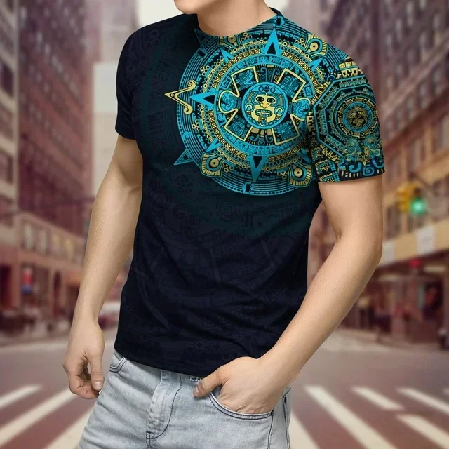 Mexico 3D Printed T-Shirt Men\'S Aztec Cute Design Short Sleeve T Shirt Harajuku Style Summer Neutral Streetwear Casual Top