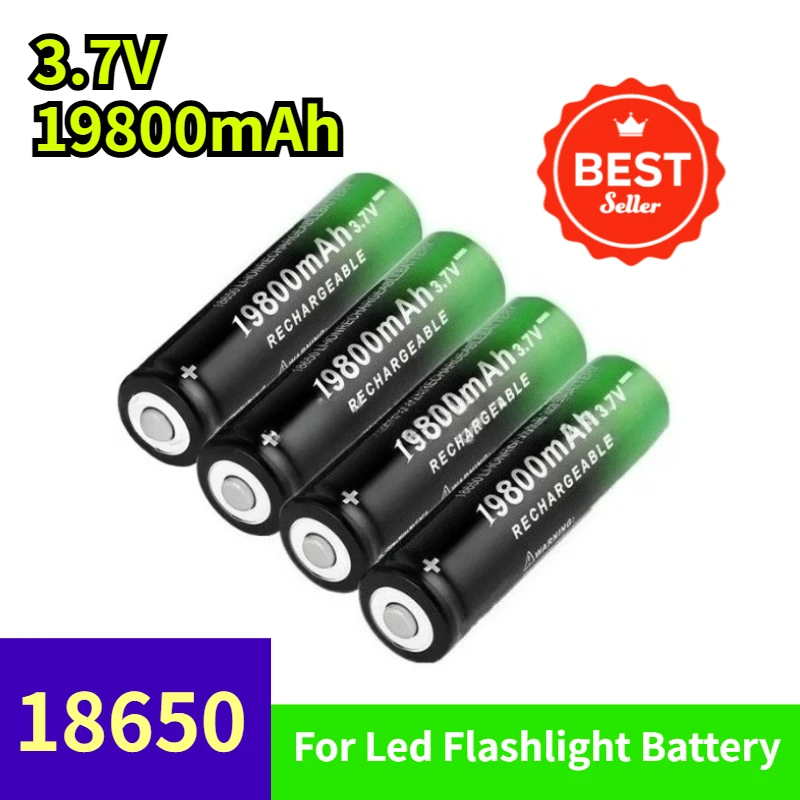 

New 3.7V 19800mAh 18650 Rechargeable Lithium-ion Battery for Led Flashlight Battery with Charger