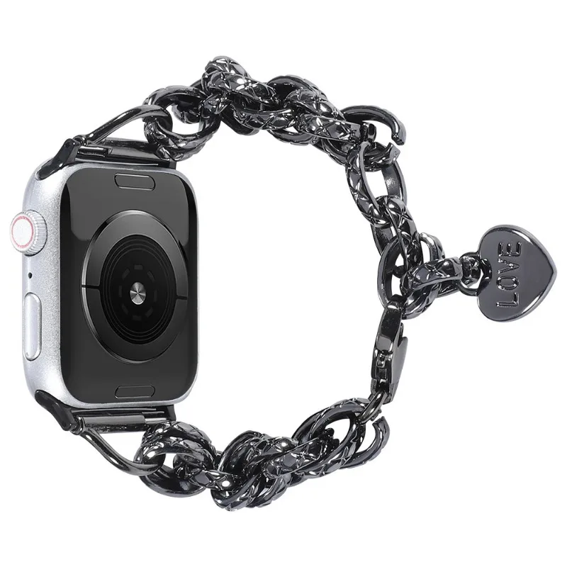 Bracciale a catena in acciaio inossidabile per cinturino Apple Watch serie SE 7 6 5 4 3 cinturino in metallo 38mm 40mm 41mm 42mm 44mm 45mm ragazza