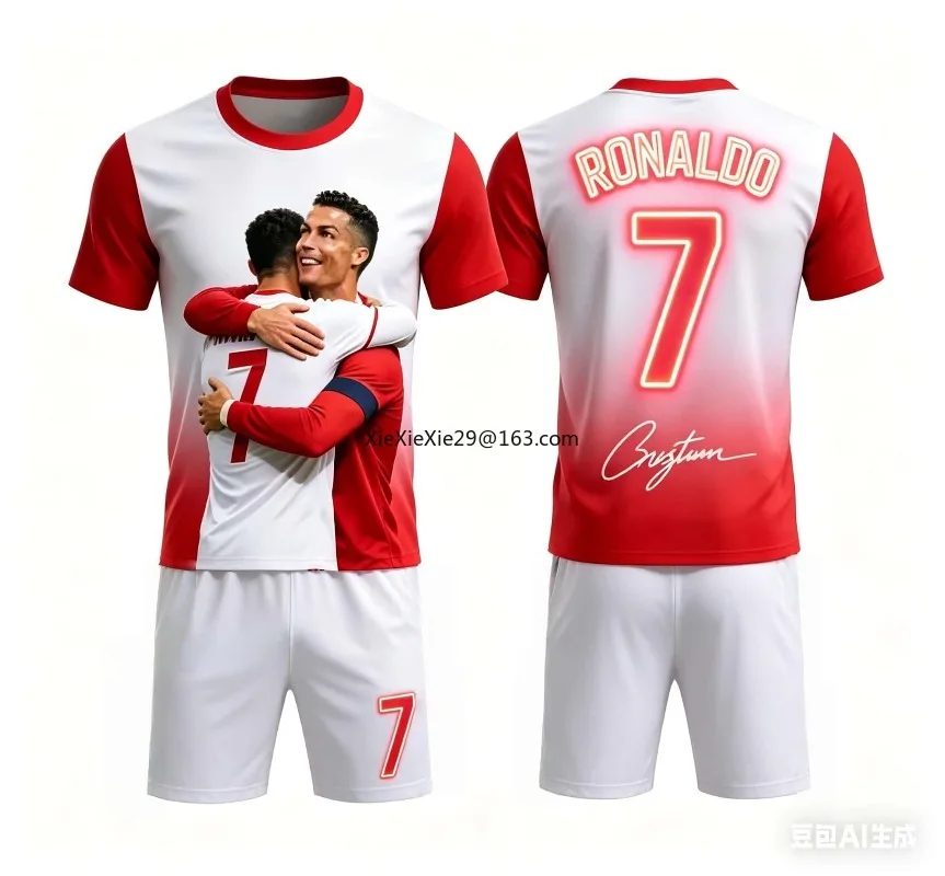 26 Ronaldo #7 Football Suit AI Good Brother 3D Adult and Children's Fan Edition Summer Casual Training T-shirt+Shorts Sportswear