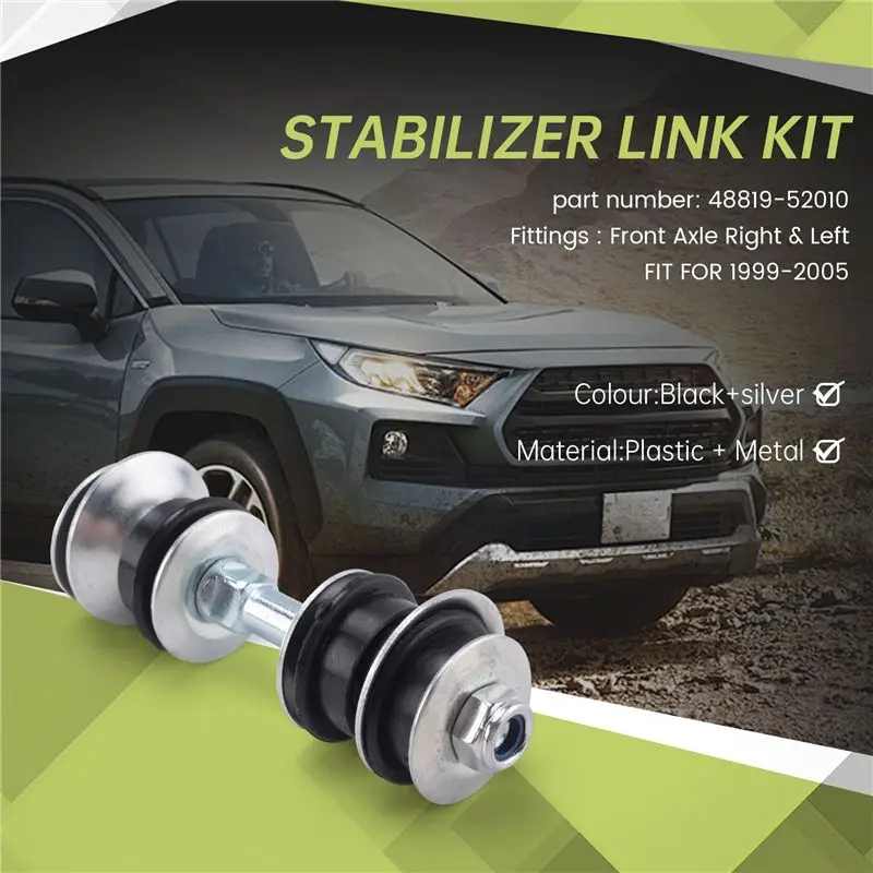 ASMA-2Pcs Car Stabilizer Link Kit Sway Bar Drop Links Set For Toyota Yaris Verso Vitz 1999-2005 48819-52010
