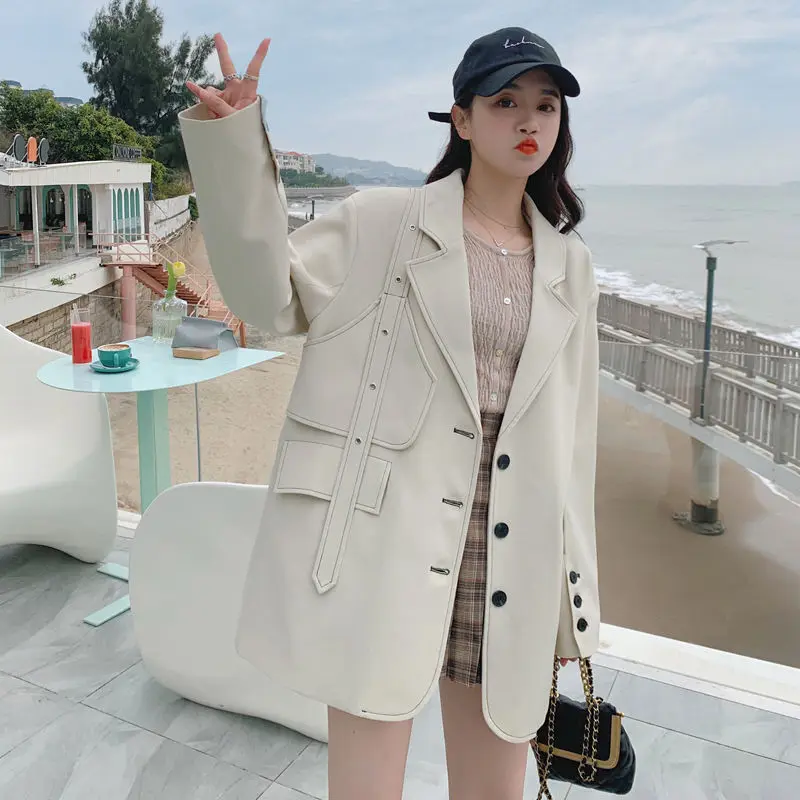 3-A61 Internet celebrity street suit women's tops British style popular Korean version loasual 2024 spring and autumn small suit