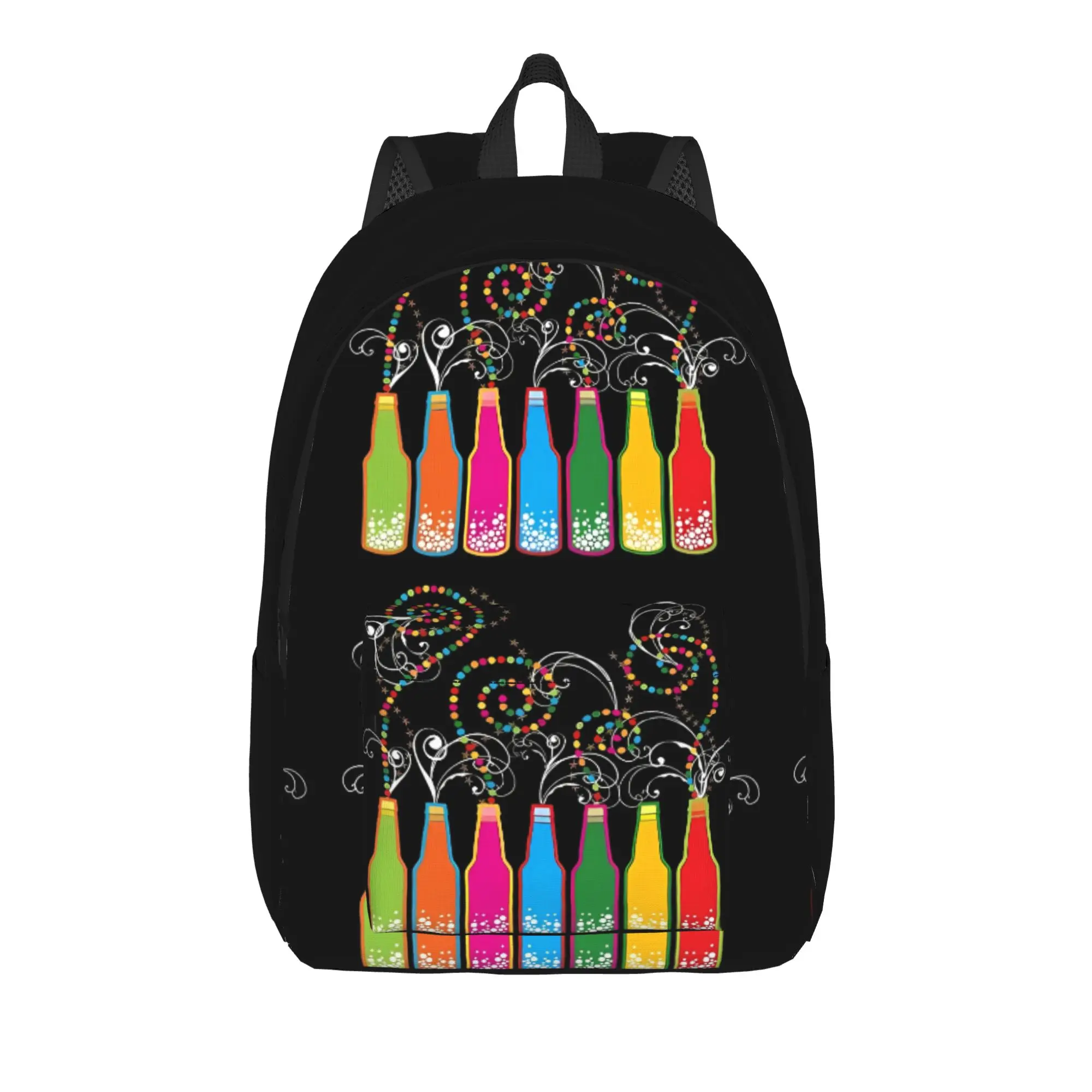 Back To School Handbag Back to school season Colorful Bottles Bubbly Celebration  Solid Backpack