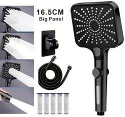 160MM Big Panel High Pressure 4 Modes Shower Head with Filter Water Saving One Key Stop Sink Faucet Hose Bathroom Accessories