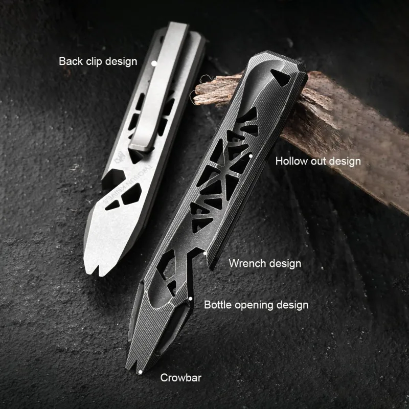 Titanium Alloy Crowbar Outdoor Camping Self-defense Window Breaker Bottle Opener Wrench Travel Gear Multifunctional EDC Tools