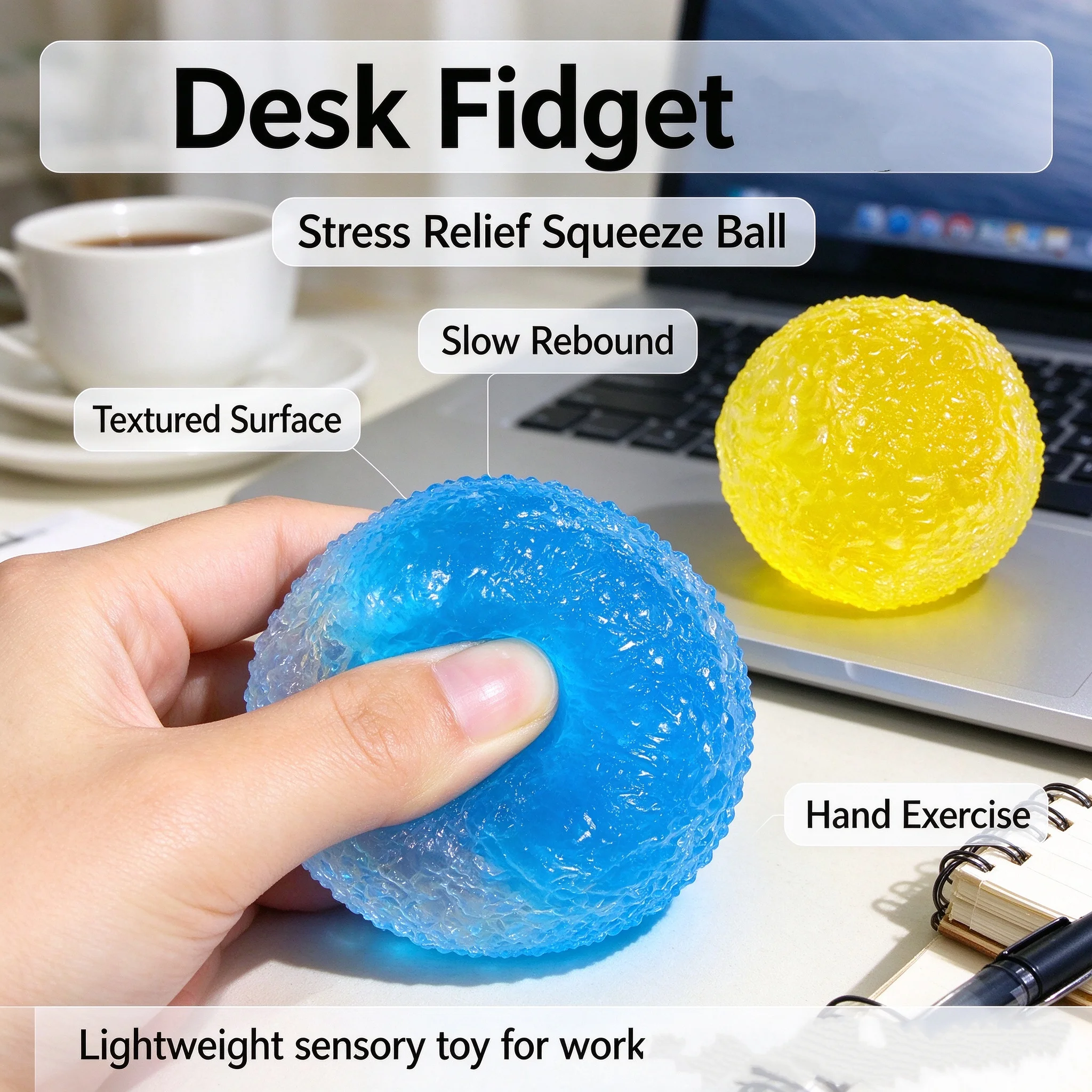 Slushie Squeeze Ball 1PC Sensory Reusable Crunchy Crackling Toy Stress Relief for Autism ADHD Students Teens Adults