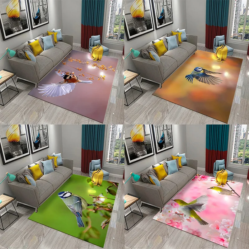 

3D коврик с птицами для гостиной, детской спальни, домашнего декора, кухни, ванной комнаты, туалета, нескользящий