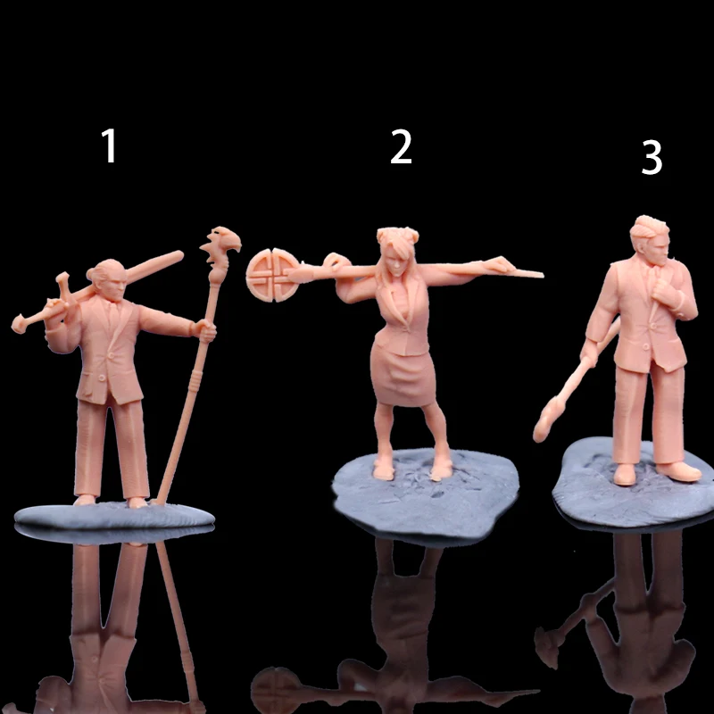 Figura de personas con cetro en miniatura 1:64 1/43, Escena de villano de mesa de arena, debe ser coloreada por usted mismo