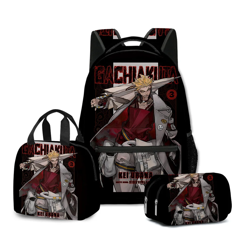 

Cartoon Popular Funny Gachiakuta 3D Print 3pcs/Set Student School Bags Laptop Daypack Backpack portable Lunch bag Pencil Case