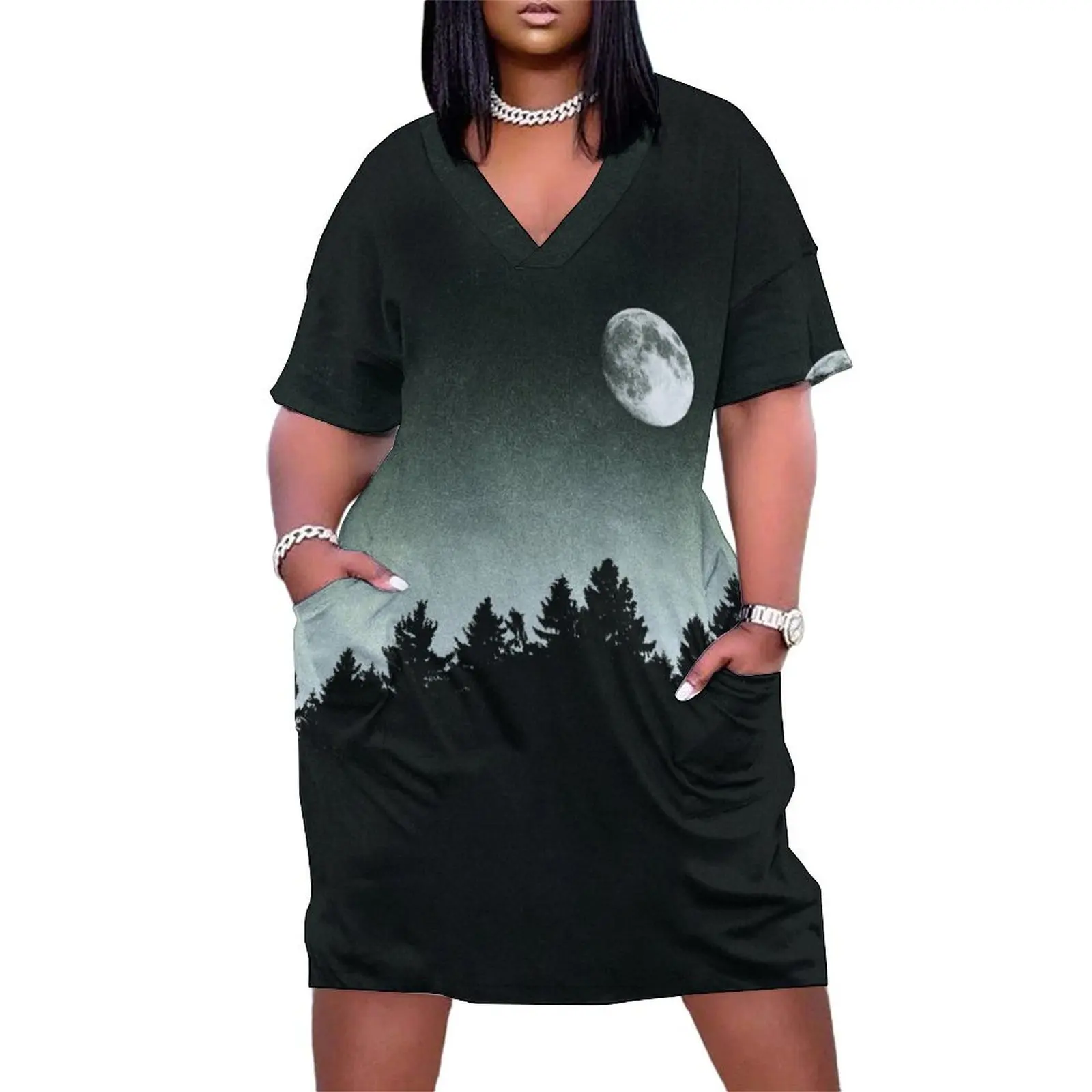 

Under Moonlight // Kiwi Melon Collie Lassie Vibes In A Fairytale Forest With Cascadia Trees In Magic Moonligh Loose Pocket Dress